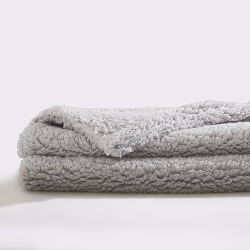 Reafort Ultra Soft Sherpa Body Pillow Cover/Case with Zipper Closure 21"x54" (21"x54" Body Pillow Cover, Silver Grey) - Image 3